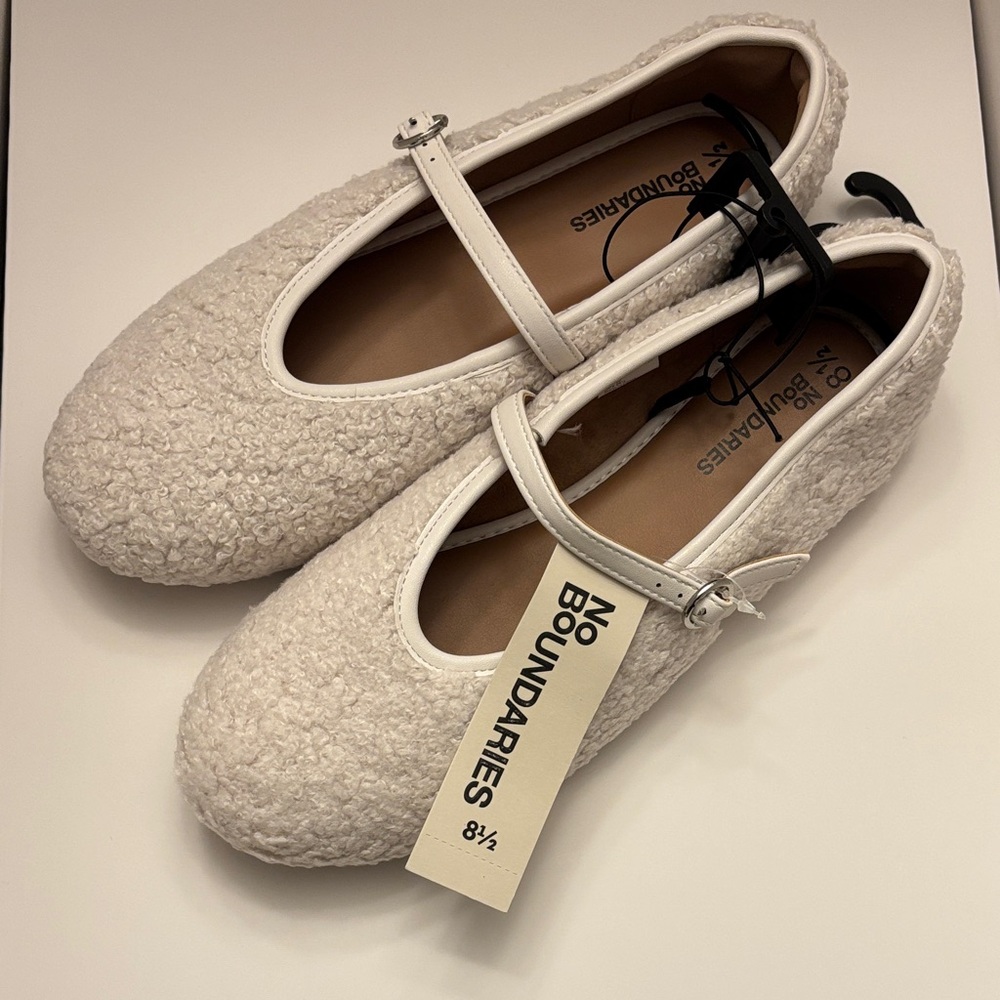 No Boundaries Cream Mary Jane Flats with Textured Upper